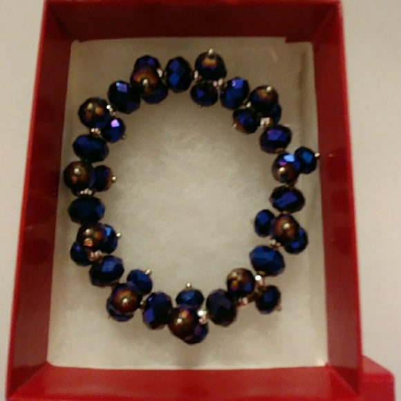 Navy Metallic Crystal Bracelet - Picture 6 of 8